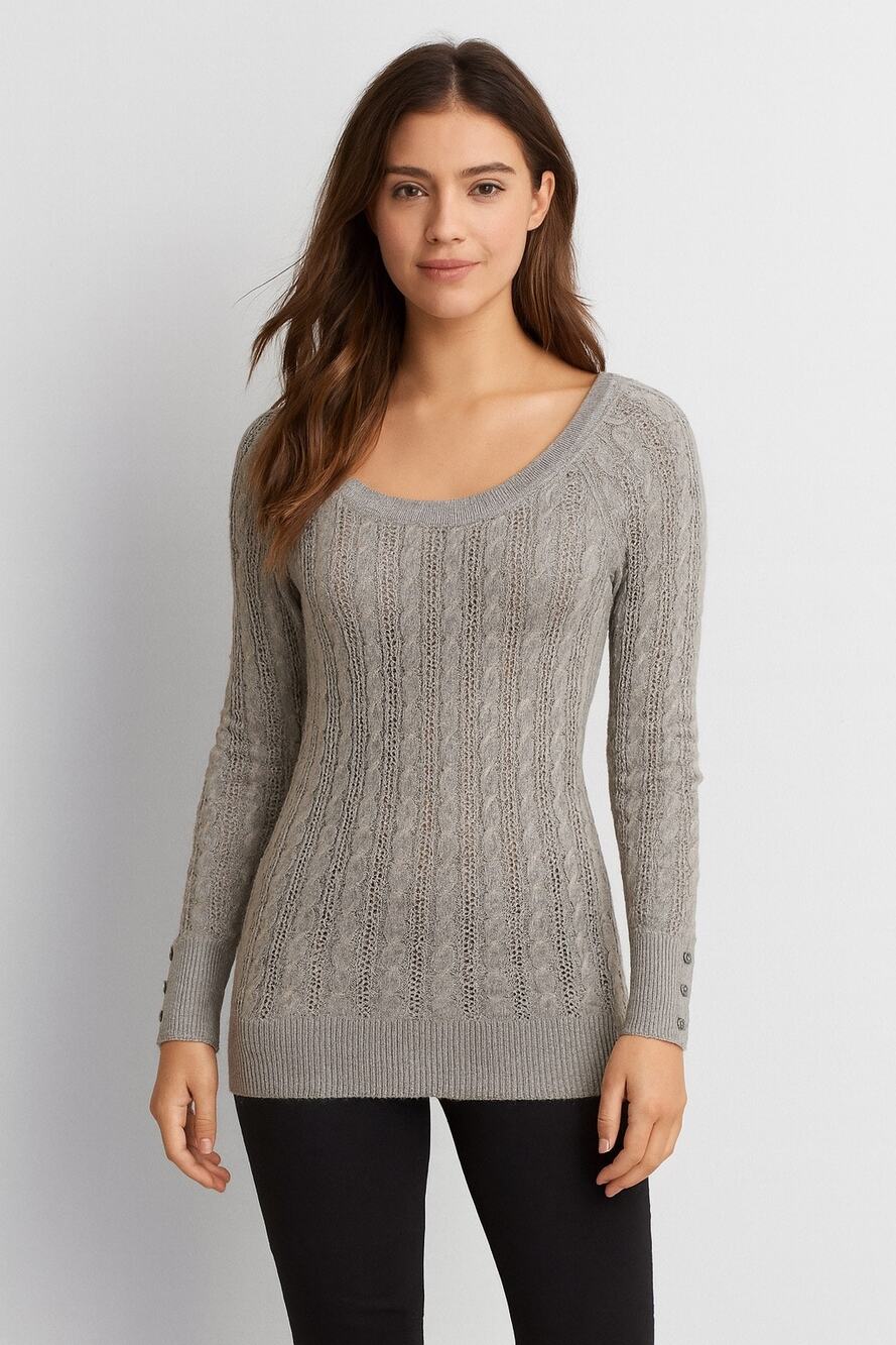 American Eagle  gray Cable Knit  women Sweater | M | 3/4 Sleeve Pullover